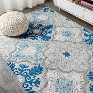 Cassis Ornate Ogee Trellis High-low Indoor/outdoor Area Rug